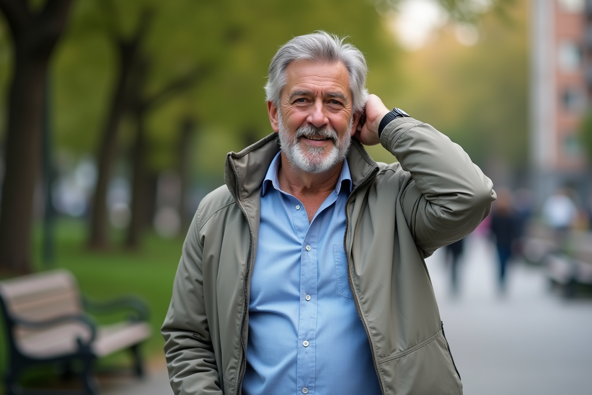 Homme confiant dans un parc urbain