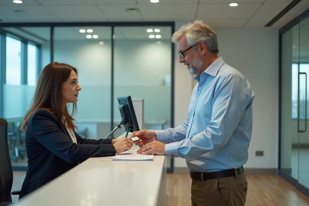 Homme remettant sa carte d