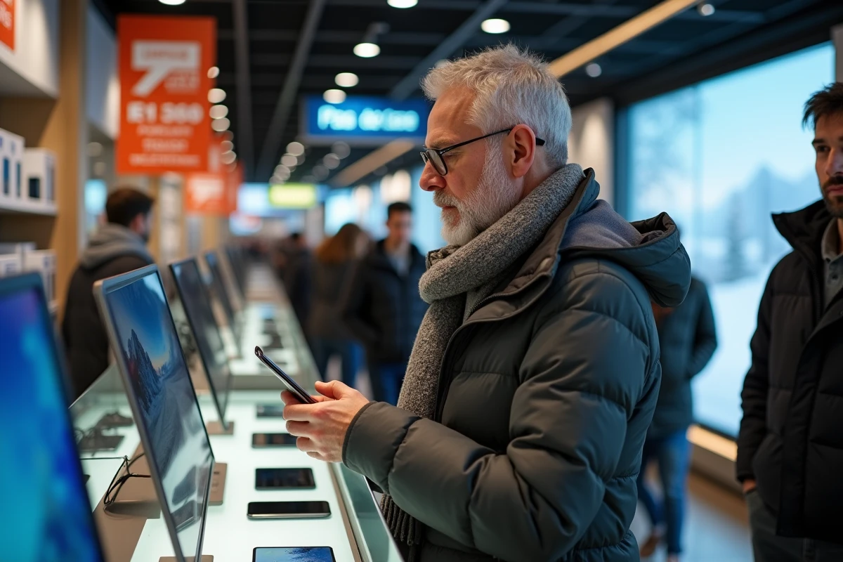 Homme vérifiant les prix d