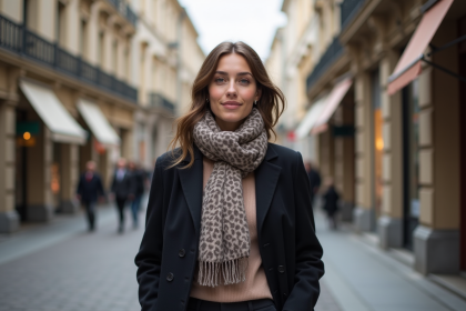 Jeune femme élégante sur un boulevard européen